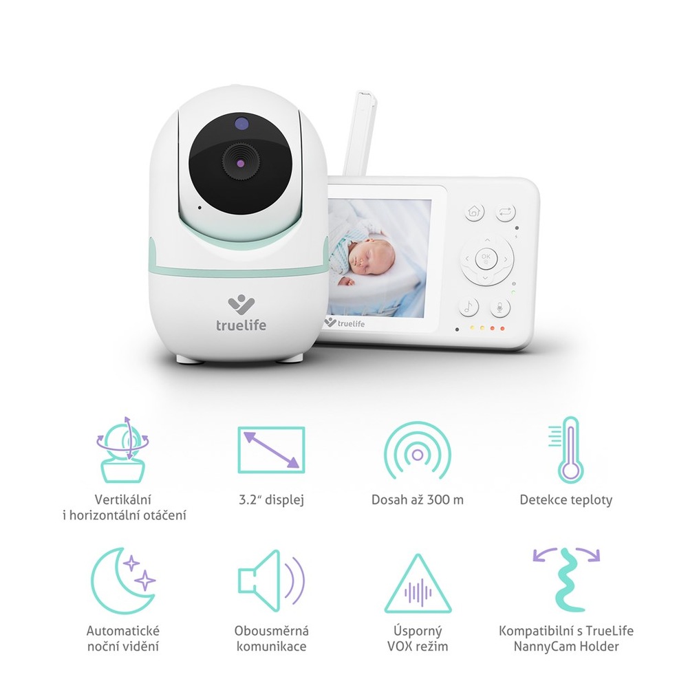 Dětská elektronická chůva TrueLife R4i bílá/zelená TrueLife R4i