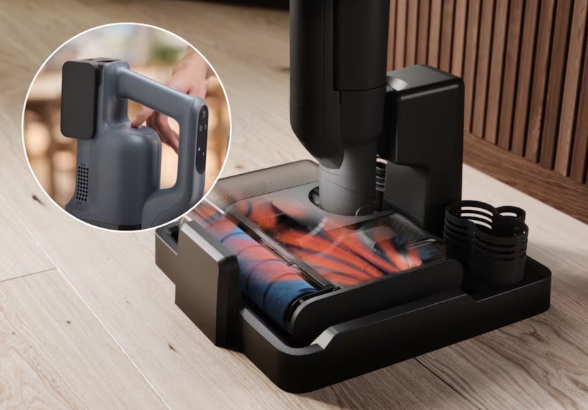 Tyčový vysavač Electrolux 800 Wet&Dry EW82U2DB 3v1 modrý Průběh funkce samočištění mopovacích válců vysavače Electrolux.