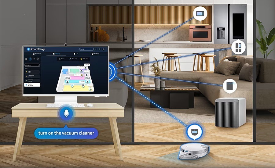 Z jednoho místa na monitoru Samsung Smart Monitor M8 můžete ovládat všechna připojená chytrá zařízení