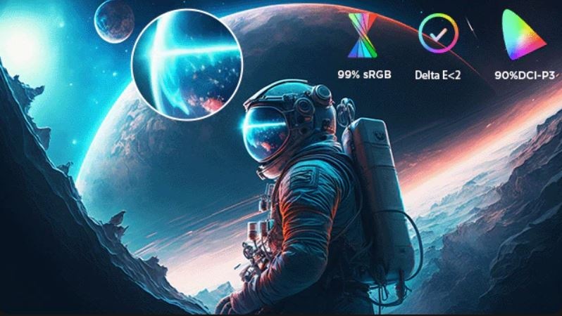 Herní monitor Lenovo Legion 27Q-10 OLED černý Kosmonaut na obrazovce Lenovo Legion 27Q-10