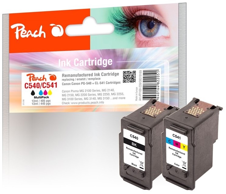 Peach Combi Pack compatible with Canon PG-540BK, CL-541C, 5225B006