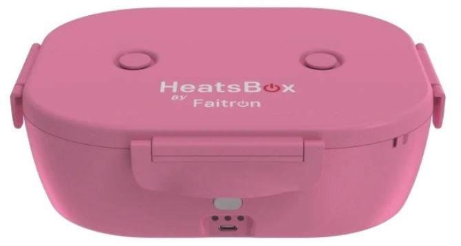 Ohřívací obědový box Faitron HeatsBox GO Light růžový Detailní pohled na ohřívací obědový box Faitron HeatsBox ze přední strany