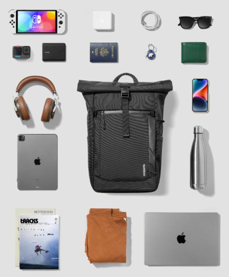 Batoh na notebook tomtoc Navigator - T61 Rolltop Backpack L - černý