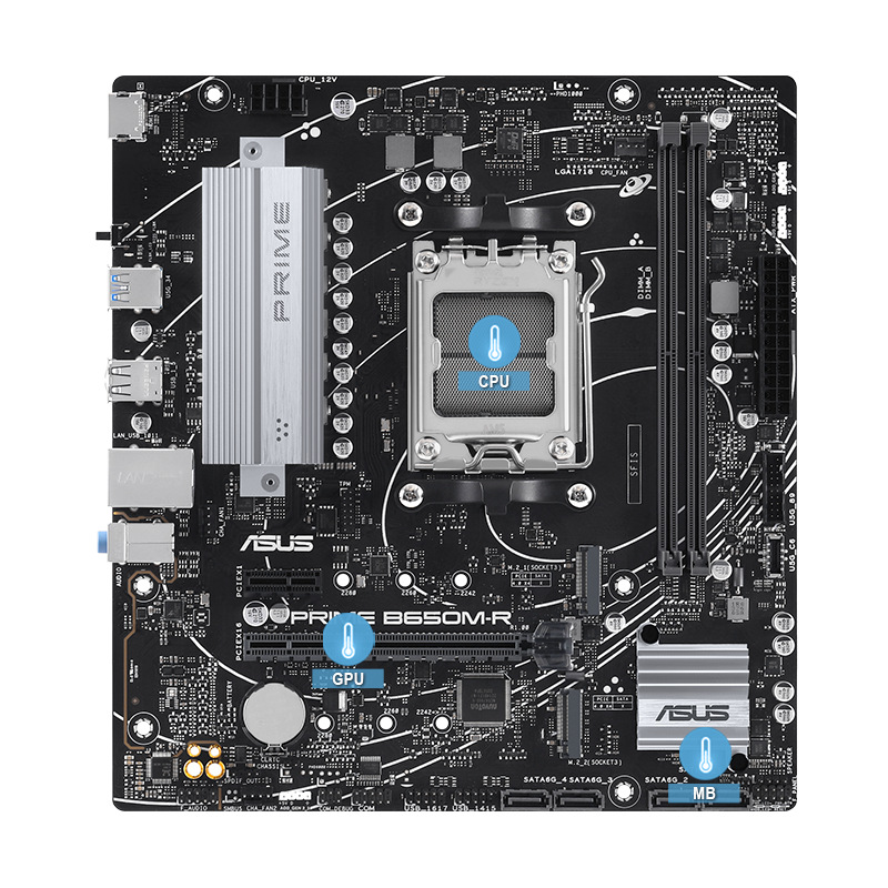 Základní deska Asus PRIME B650M-R Asus PRIME B650M-R AMD AM5 si zakládá na účinném chlazení