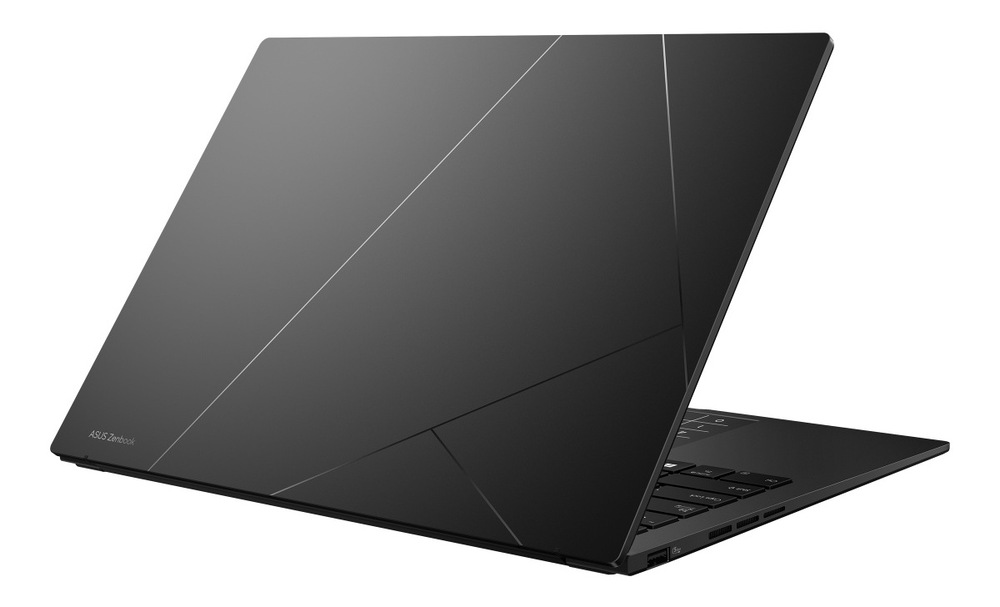 Notebook Asus Zenbook 14 OLED černý Pootevřený notebook Asus Zenbook 14 zezadu