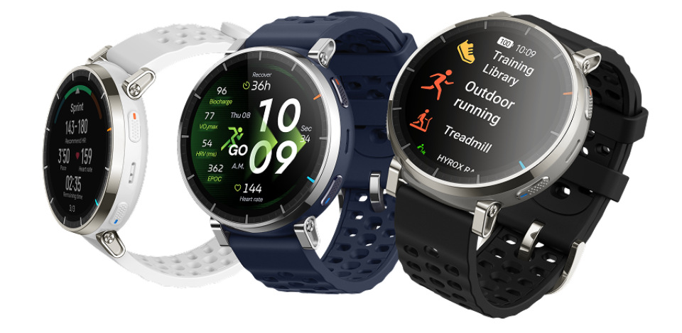 Troje hodinky Amazfit Active 3 Premium v různých barvách