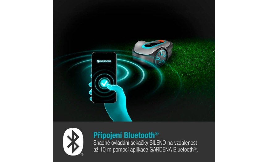 Robotická sekačka Gardena Sileno 15202-32 Zahradní sekačku Gardena SILENO minimo 500 nastavíte pomocí mobilní aplikace.