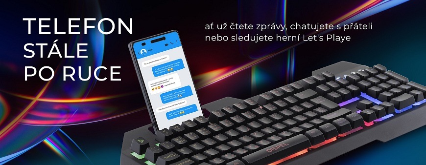 Klávesnice DISPEL GKB30B černá herní klávesnice Dispel DSPGKB30B, stabilní konstrukce se stojánkem