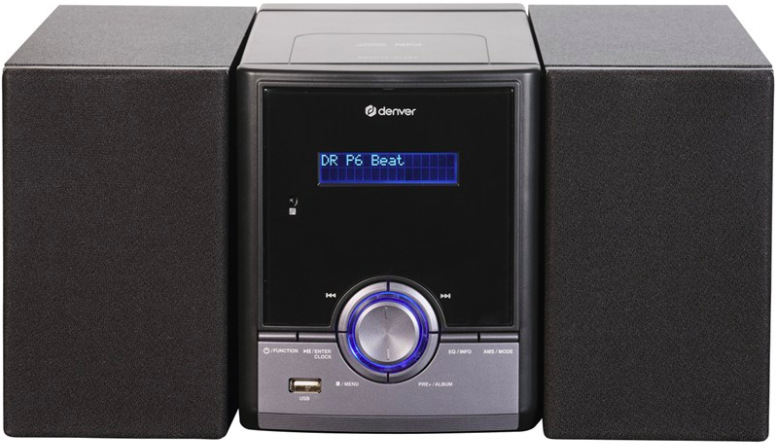 Mikrosystém Denver MDA-285 DAB+ s Bluetooth, CD přehrávačem a externími reproduktory černý