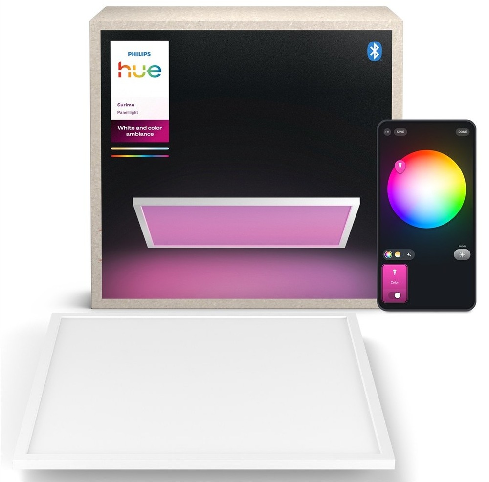 Stropní svítidlo Philips Surimu Hue Panel, 60W, 60x60 cm, White and Color Ambiance bílé Svítidlo Philips Surimu Hue, originální krabice a dálkový ovladač