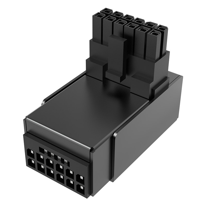 Adaptér AKASA G-Nexus P16 Plus, 90° 12V-2x6 Metal Shell - černý