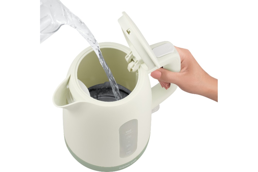 Rychlovarná konvice Sencor SWK 1732GR 1,7 l zelená/béžová Otevírání víka konvice Sencor SWK 1732GR palcem