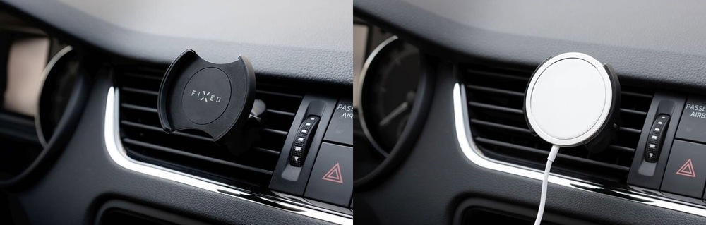 Držák na mobil FIXED MagGrip Vent pro nabíječku MagSafe černý Držák na mobil FIXED MagGrip Vent pro nabíječku MagSafe černý