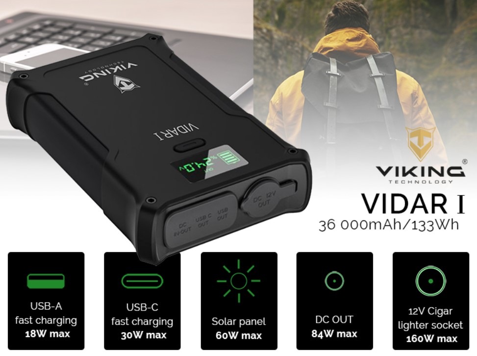 Powerbanka Viking VIDAR I, 36000 mAh černá Powerbanka Viking VIDAR I, 36000 mAh černá