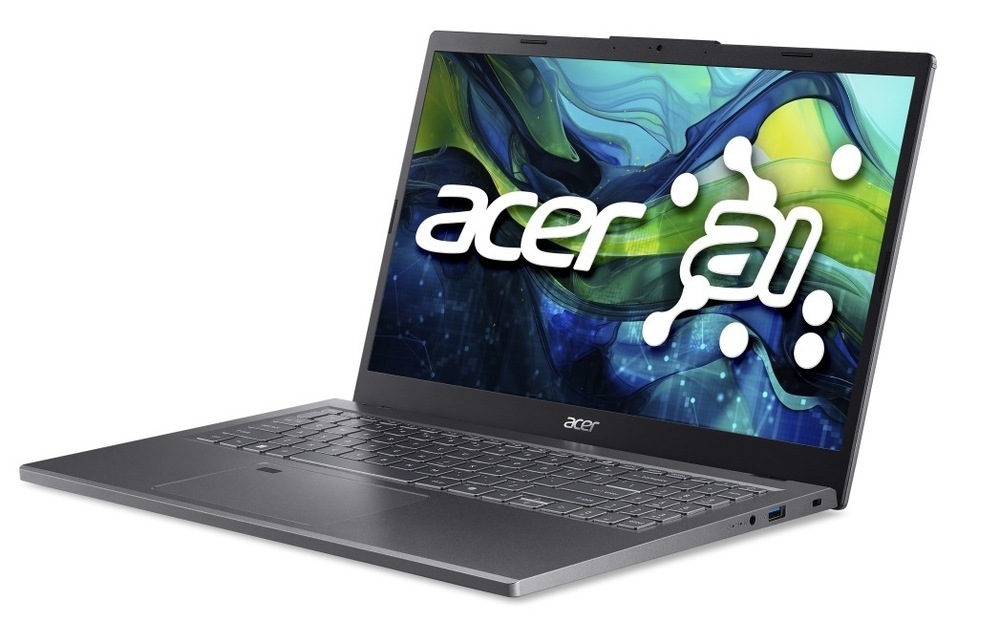 Notebook Acer Aspire 15 (A15-61M-R7QD) šedý Otevřený a zapnutý notebook Acer Aspire 15 (A15-61M-R7QD) otočený doleva