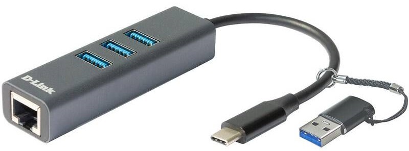 Síťová karta D-Link USB-C/USB 3.0  na Gigabit ethernet a 3x USB 3.0