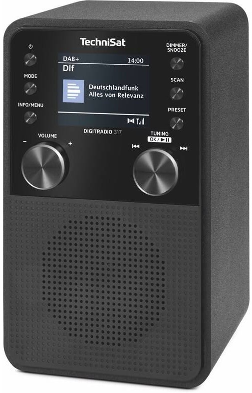 Černý digitální rádio TechniSat DIGITRADIO 317 BT v kompaktím vertikálním provedení