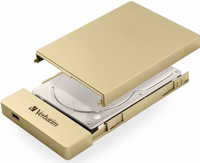 Pouzdro na HDD Verbatim pro 2,5" HDD SATA, USB-C / USB 3.1. Gen2 zlatý Pouzdro na HDD Verbatim pro 2,5" HDD SATA, USB-C / USB 3.1. Gen2 zlatý