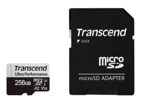 Paměťová karta Transcend 340S microSDXC 256GB UHS-I U3 V30 A2 (160R/125W) + adapter