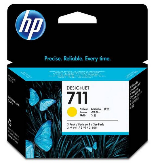 Inkoustová náplň HP 711, 3x29 ml žlutá HP 711, 3x29 ml (CZ136A) žlutá