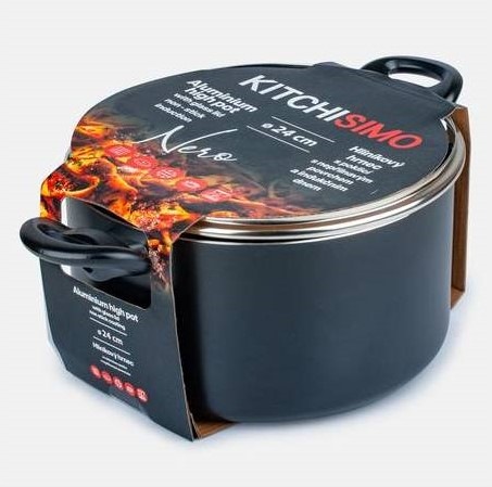 Hrnec s poklicí Kitchisimo NERO 24 × 13 cm, 5,5 l