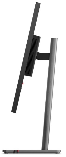 Boční pohled na monitor Lenovo ThinkVision P32ud-40 zobrazující tenký profil displeje