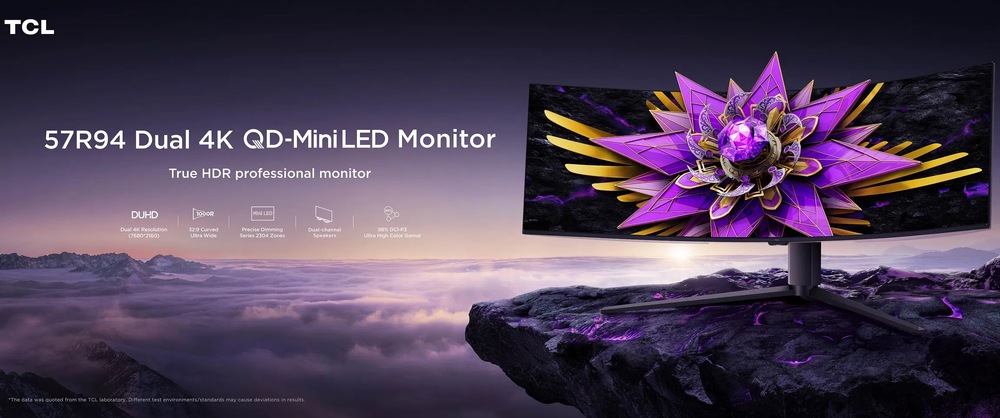 Herní monitor TCL 57R94 s vypsáním nejdůležitějších parametrů a funkcí, které nabízí.