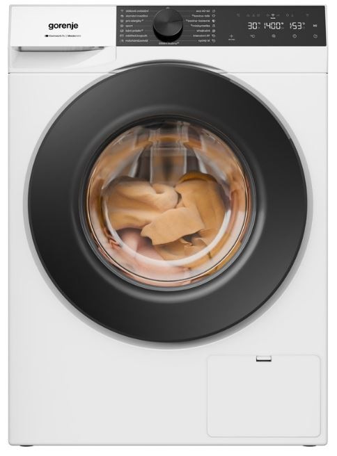 Pračka Gorenje G400 W484A3 UltraClean bílá pračka Gorenje W484A3 UltraClean, pohled zepředu, pračka je zavřená