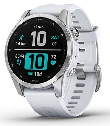 Chytré hodinky Garmin fenix 7S Glass - Silver/ White Silicone Band