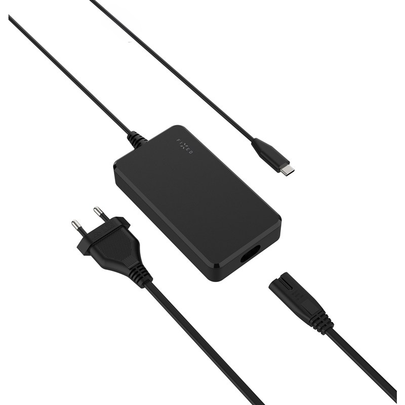 Napájecí adaptér FIXED GaN USB-C 65 W s napájecím kabelem a USB-C konektorem
