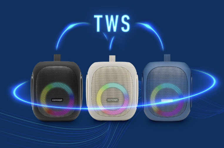 Barevné varianty reproduktorů Concept SoundJoy podporující bezdrátové stereo propojení TWS