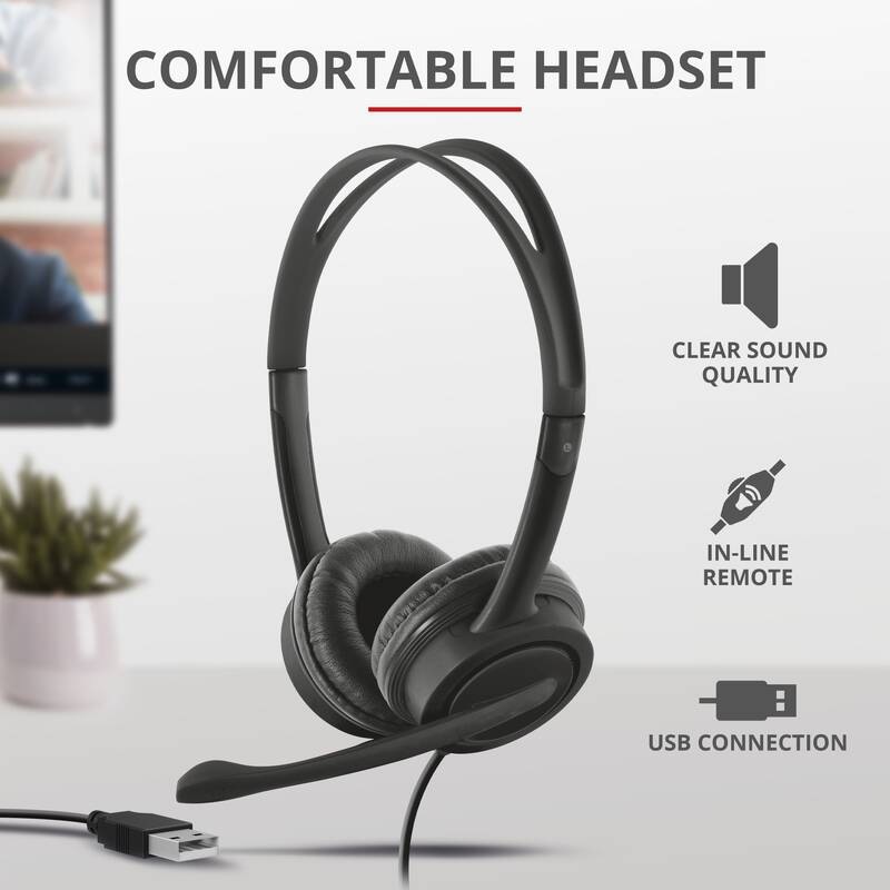 Headset Trust Doba 2-in-1 Home Office Set + HD webcam černý Headset Trust Doba 2-in-1 Home Office Set + HD webcam černý