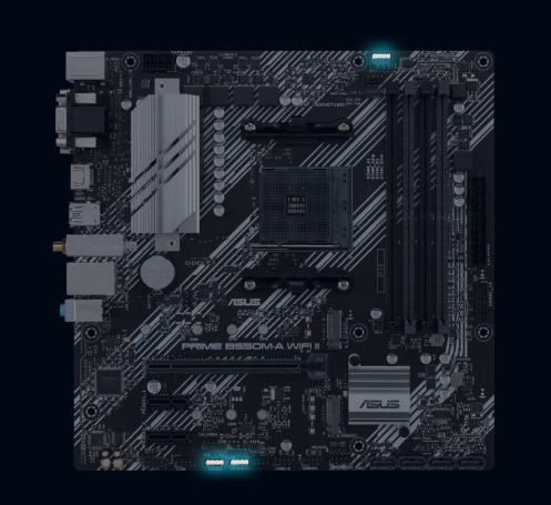 Základní deska Asus PRIME B550M-A Wi-Fi II Asus PRIME B550M-A podporuje RGB podsvícení
