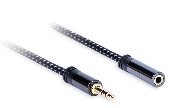 Kabel AQ 3,5 mm Jack/3,5 mm Jack, M/F, 3m černý