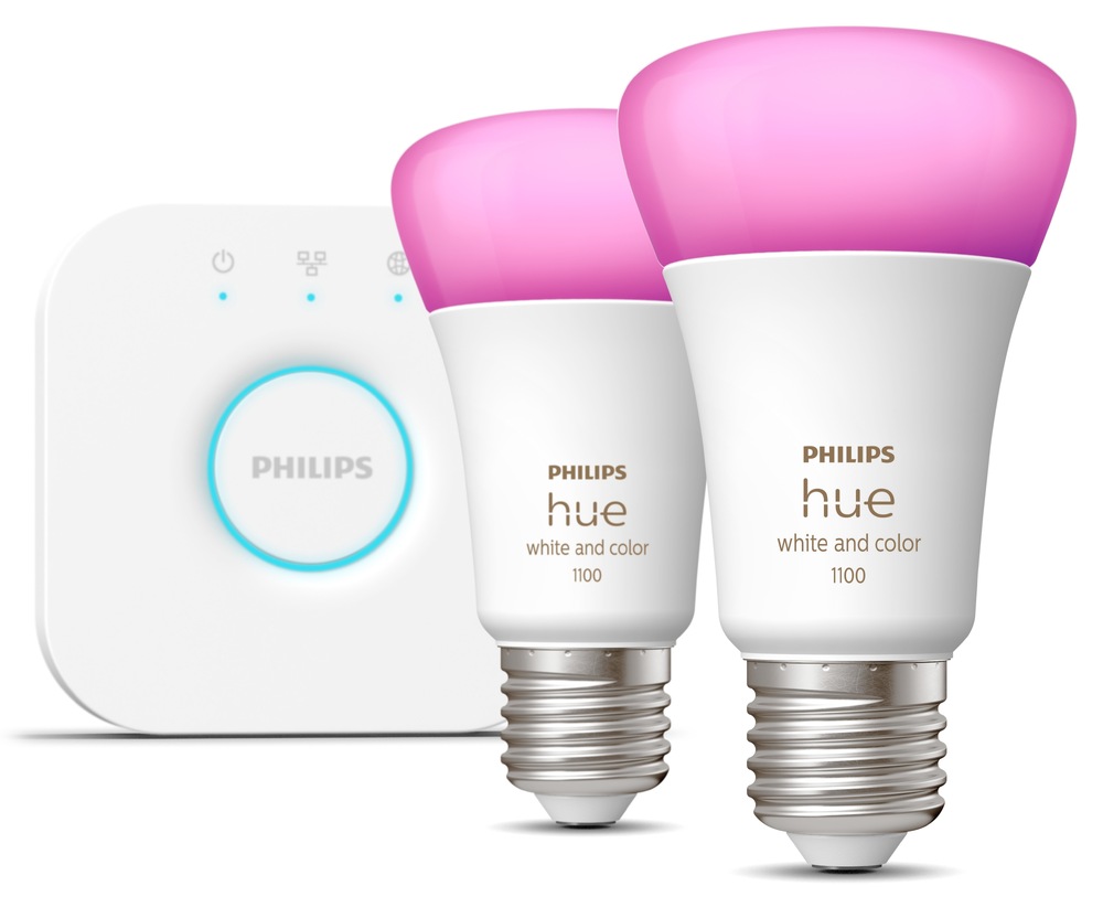 Startovací sada Philips Hue 9W, E27, White a Color Ambiance (2ks) + Bridge
