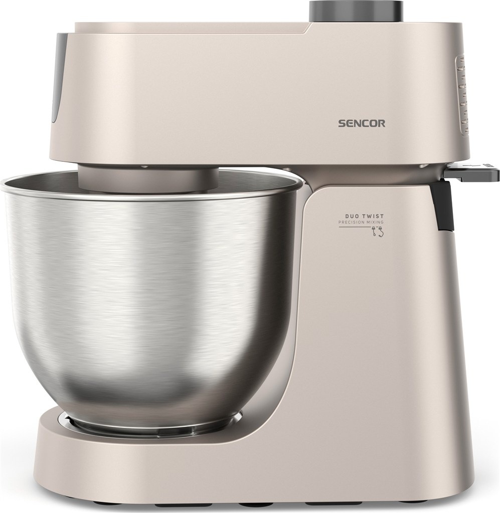 Kuchyňský robot Sencor STM 4550WS s nerezovou mísou, čelní pohled.