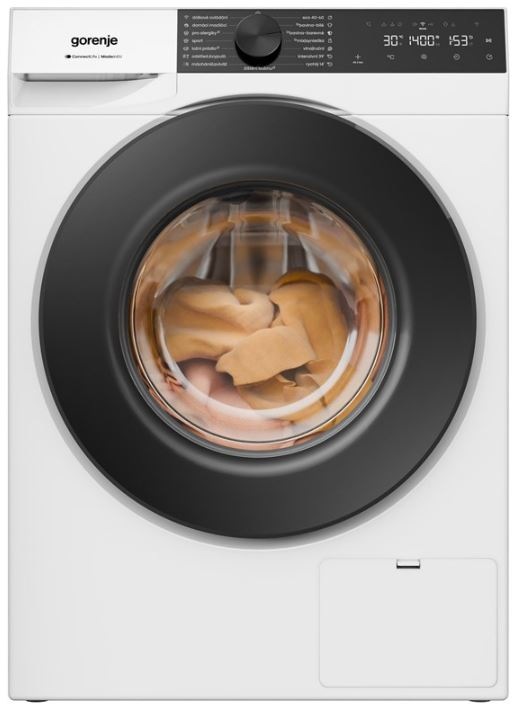 Pračka Gorenje G400 WS484A UltraClean bílá pračka Gorenje WS484A UltraClean v bílé barvě se zavřenými dvířky, pohled zepředu