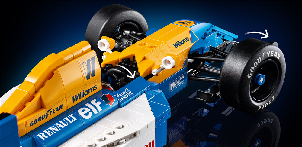 Stavebnice LEGO® Icons 10353 Williams Racing FW14B a Nigel Mansell 799 dílků nabízí propracované stavění pro dospělé fanoušky motorsportu, kteří hledají výrazný model.