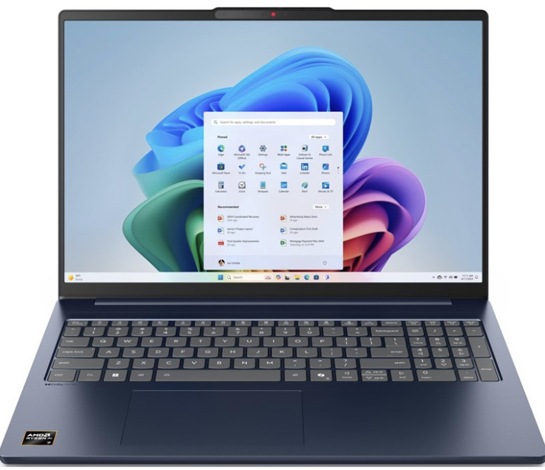 Modrý notebook Lenovo IdeaPad Slim 5 16AKP10 s 16″ displejem a numerickou klávesnicí
