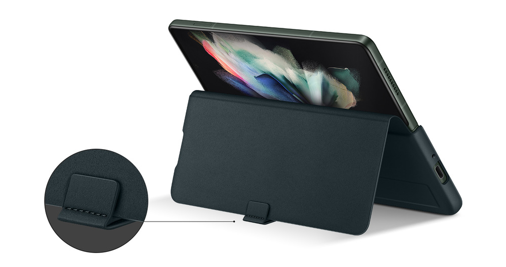 Pouzdro na mobil flipové Samsung Leather Flip Cover Galaxy Z Fold3 černé
