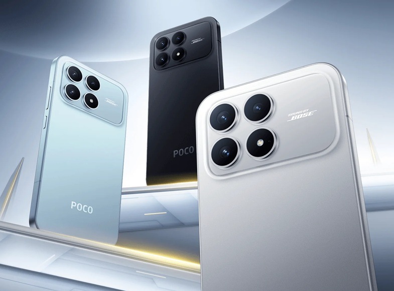 Mobilní telefon Poco F8 Pro 5G 12 GB / 256 GB černý Detail obrázku s barevnými variantami telefonu.