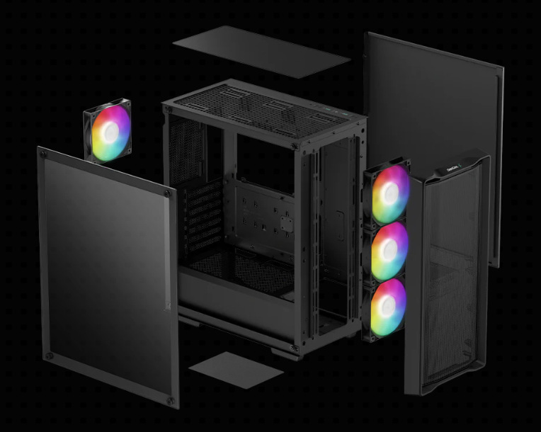 DeepCool CC560 MESH V2 má čtyři předinstalované ARGB ventilátory