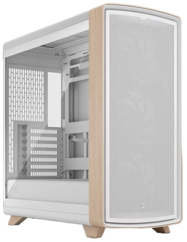 Case FRACTAL DESIGN Summit Chalk White TG Clear Tint bílá Počítačová skříň FRACTAL DESIGN Summit Chalk White TG Clear Tint v bílém provedení se světlým dřevěným dekorem a bočnicí z tvrzeného skla