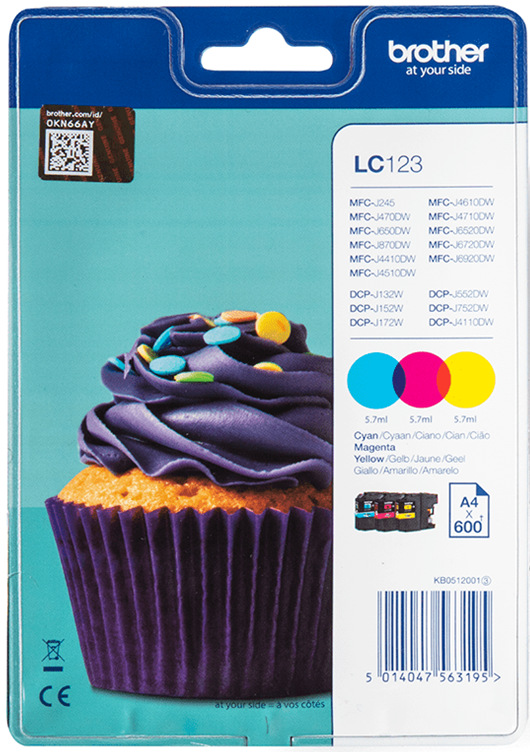 Inkoustová náplň Brother LC-123RBWBP, 3x600 stran, CMY