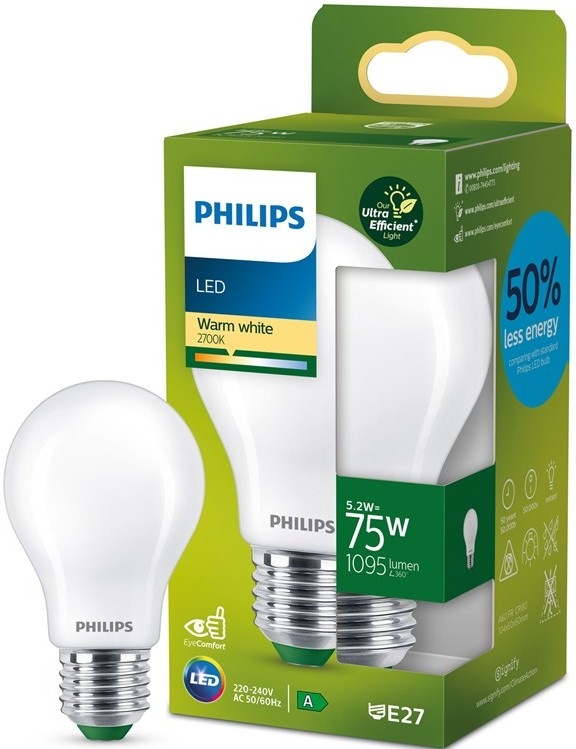 Žárovka LED Philips 75W, A60, E27, teplá bílá