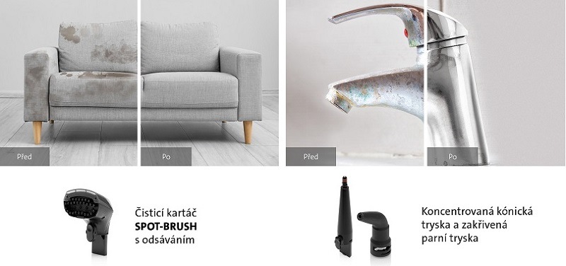 Čistič skvrn ETA Steam&Clean 7214 90000 černý Parní čistič Steam&Clean 7214 90000, příslušenství