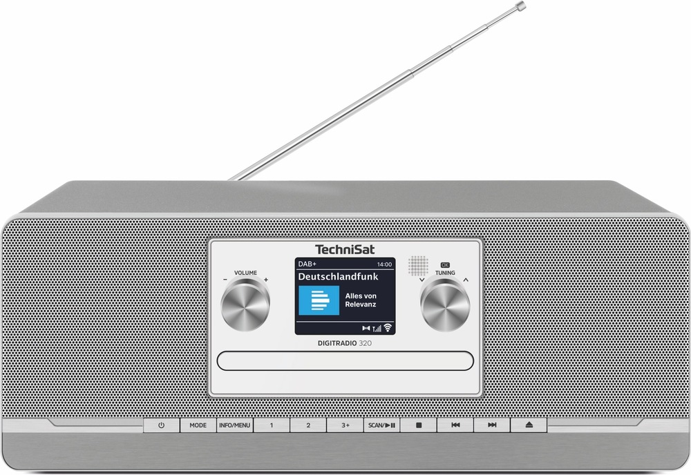 Radiopřijímač s DAB+ TechniSat DIGITRADIO 320 stříbrný Přední strana radiopřijímače TechniSat s tlačítky
