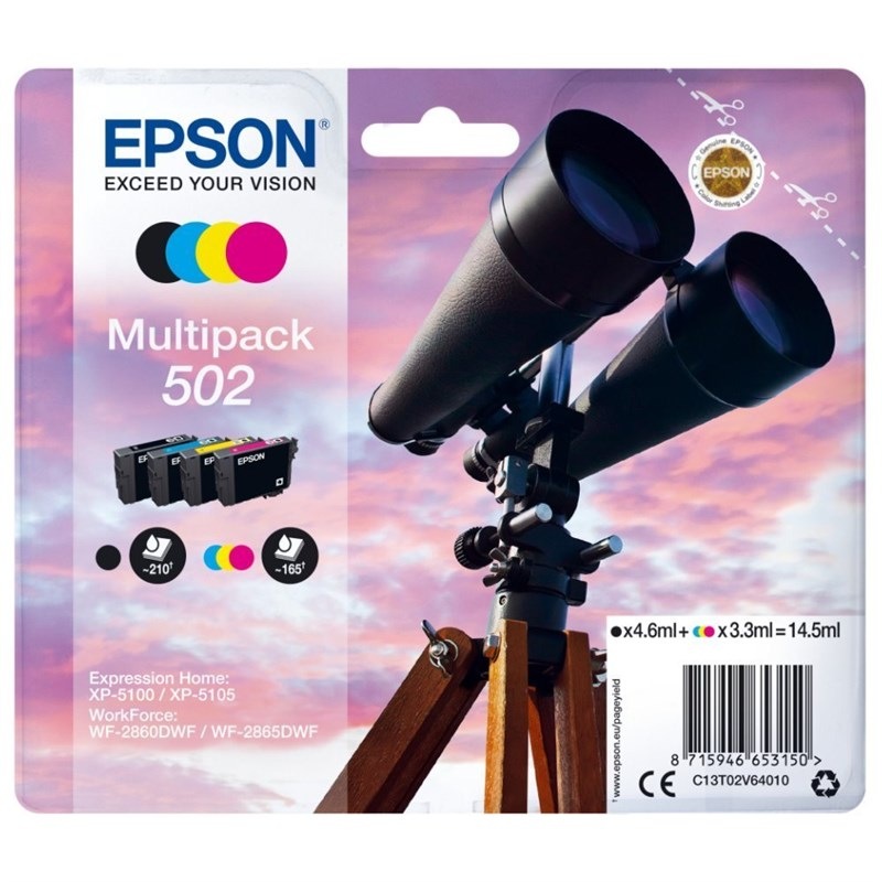 Inkoustová náplň Epson 502, 210/3x165 stran vícebarevná