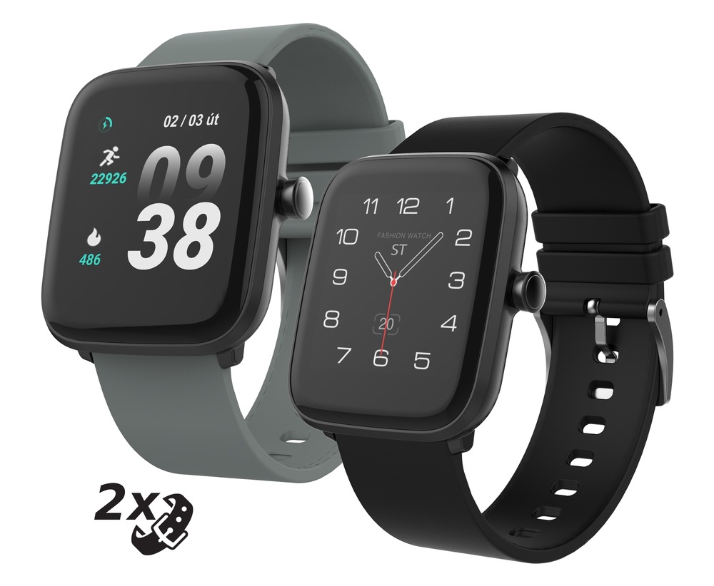 Chytré hodinky iGET FIT F25 (2x řemínek) černé