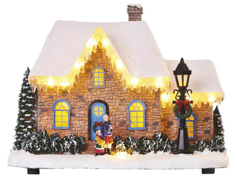 LED dekorace EMOS vánoční domek, 20,5 cm, 3x AA, vnitřní, teplá bílá